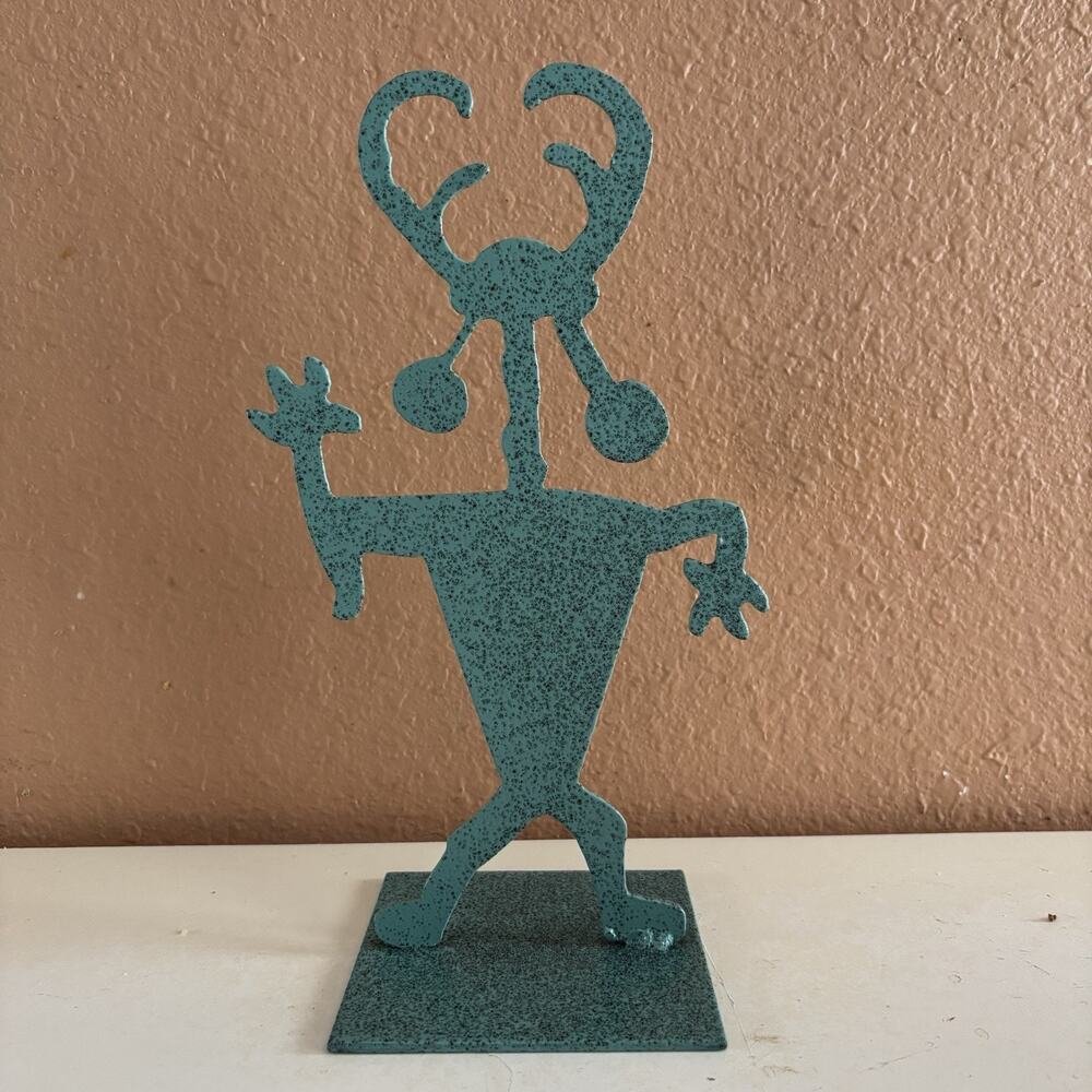 Metal Art Figurine 11” Southwest Verdigris Patina Statue